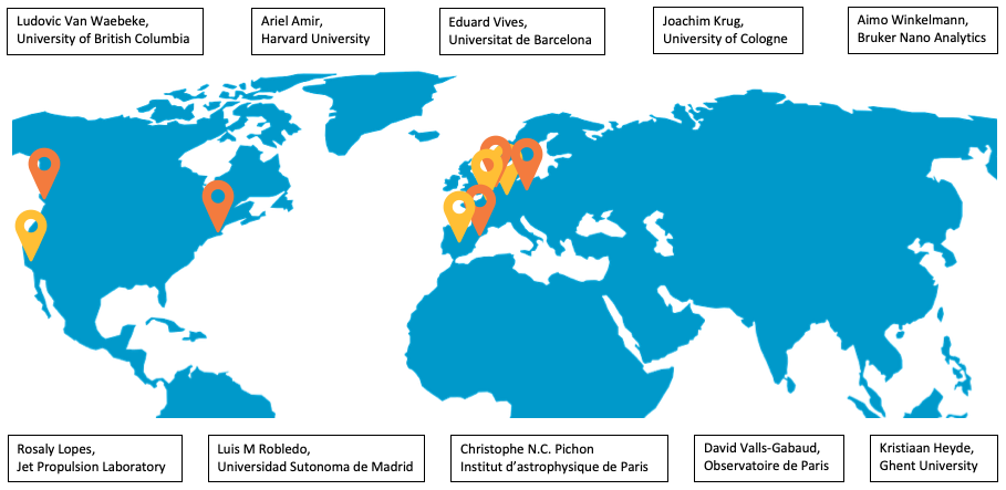 Map of where SUPA-funded Distinguished Visitors have come from, between 2017 and 2019